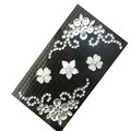 Flower 3 Crystal Bling Diamond Rhinestone Jewellery stickers for mobile phone cases covers - Black