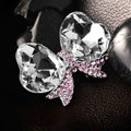 Bling Bowknot Alloy Crystal Rhinestone DIY Phone Case Cover Deco Kit - White+Pink