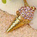 Bling Ice cream Alloy Crystal Rhinestone DIY Phone Case Cover Deco Kit 40*20mm - Pink