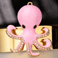 Bling Octopus Alloy Crystal Rhinestone DIY Phone Case Cover Deco Kit - Pink