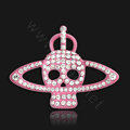 Bling Saturn Skull Alloy Rhinestone Crystal DIY Phone Case Cover Deco Kit - Pink