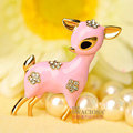 Bling Sika deer Alloy Crystal Rhinestone DIY Phone Case Cover Deco Kit 40*35mm - Pink