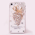 Alloy grapes Bling Crystal Case Rhinestone Cover shell for iPhone 4G 4S - White