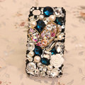 Bling alloy Heart Crystal Case Rhinestone Cover for iPhone 4G 4S - Black