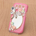 Butterfly Bling Crystal Case mirror pearl Cover for Samsung Galaxy SIII S3 I9300 I9308 I939 I535 - Pink
