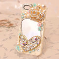 Crown mirror Bling Crystal Case pearl Cover for iPhone 4G 4S - Beige