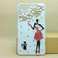 Cute girl Bling Crystal Case Rhinestone Cover shell for OPPO finder X907 - White