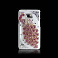 Peacock Bling Crystal Case Rhinestone Cover shell for LG E400 Optimus L3 - Pink