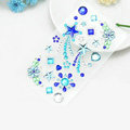 Blue Star Flower Crystal Bling Rhinestone mobile phone DIY Craft Jewelry Stickers