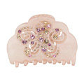 Hair Jewelry Floral Diamond Rhinestone Crystal Hair Clip Claw Clamp - Pink