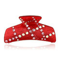 Hair Jewelry Rhinestone Crystal Resin Hair Clip Claw Clamp - Red