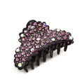 Hair Jewelry Sparkly Crystal Full Rhinestone Hair Clip Claw Clamp - Purple