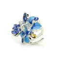 Sparkly Crystal Flower Metal Rhinestone Hair Clip Claw Clamp - Blue