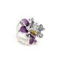 Sparkly Crystal Flower Metal Rhinestone Hair Clip Claw Clamp - Purple