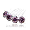 Elegant Hair Jewelry Rhinestone Crystal Ball Metal Hairpin Clip Comb - Purple