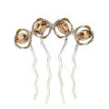 Elegant Hair Jewelry Rhinestone Crystal Circle Metal Hairpin Clip Comb - Champagne