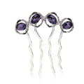 Elegant Hair Jewelry Rhinestone Crystal Circle Metal Hairpin Clip Comb - Purple