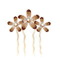 Hair Accessories Rhinestone Crystal Flower Metal Hair Pin Clip Comb - Champagne