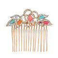 Hair Jewelry Crystal Rhinestone Flower Metal Hair Pin Comb Clip - Multicolor