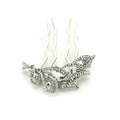 Hair Jewelry Crystal Rhinestone Flower Metal Hairpin Clip Comb Pin - White