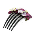 Hair Jewelry Crystal Rhinestone Sequins Butterfly Hair Pin Comb Clip - Purple