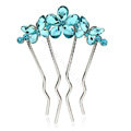 Hair Jewelry Rhinestone Crystal Butterfly Flower Metal Hairpin Clip Comb Pin - Blue