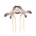 Hair Jewelry Rhinestone Crystal Butterfly Metal Hair Pin Clip Comb - Purple
