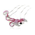 Hair Jewelry Rhinestone Crystal Phoenix Metal Hairpin Clip Comb Pin - Pink