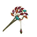 Retro Phoenix Crystal Rhinestone Hairpin Hair Clasp Clip Fork Stick - Multicolor