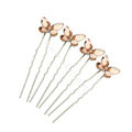 U Shape HairPin Crystal Rhinestone Butterfly Hair Comb Clip Fork Stick - Champagne