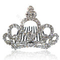 Bride Hair Accessories Rhinestone Crystal Alloy Crown Hair Pin Clip Combs - White