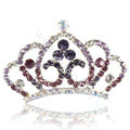 Crown Alloy Bride Hair Accessories Crystal Rhinestone Hair Pin Clip Combs - Purple