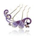 Hair Accessories Alloy Crystal Rhinestone Butterfly Hair Pin Clip Fork Combs - Purple