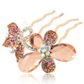 Hair Accessories Alloy Rhinestone Crystal Butterfly Hair Pin Clip Fork Combs - Champagne