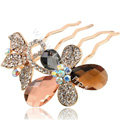 Hair Accessories Alloy Rhinestone Crystal Butterfly Hair Pin Clip Fork Combs - Multicolor