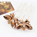 Hair Accessories Crystal Rhinestone Alloy Butterfly Hair Pin Clip Fork Combs - Coffee