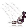 Hair Accessories Crystal Rhinestone Flower Alloy Hair Pin Clip Fork Combs - Purple