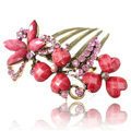 Hair Accessories Crystal Rhinestone Retro Alloy Flowers Hair Clip Combs - Red