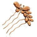 Hair Accessories Rhinestone Crystal Alloy Butterfly Hair Pin Clip Fork Combs - Coffee
