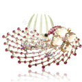 Hair Accessories Rhinestone Crystal Alloy Peacock Hair Pin Clip Combs - Pink