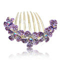 Hair Accessories Rhinestone Crystal Flower Alloy Hair Clip Combs - Purple
