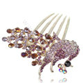 Hair Accessories Rhinestone Crystal Peacock Alloy Hair Clip Combs - Purple