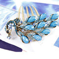 Hair Accessories Rhinestone Crystal Retro Peacock Alloy Hair Clip Combs - Blue