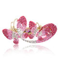 Crystal Rhinestone Butterfly Hair Clip Barrette Metal Hair Slide - Pink