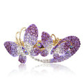 Crystal Rhinestone Butterfly Hair Clip Barrette Metal Hair Slide - Purple