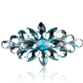 Luxury Crystal Rhinestone Flower Hair Barrette Clip Metal Hair Slide - Blue