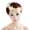 Wedding Bride Jewelry Crystal Pearl Anadem Lace Headband Flower Hair Accessories