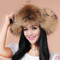 Fashion Women Fox Fur Hats Winter Warm Whole Leather Ear protector Caps - Brown