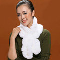 Fashion Women Knitted Rex Rabbit Fur Scarves Winter warm Flower Wave Neck wraps - White