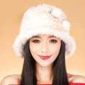 Fashion Women Mink hair Fur Hat Winter Thicker Warm Handmade Knitted Caps - White